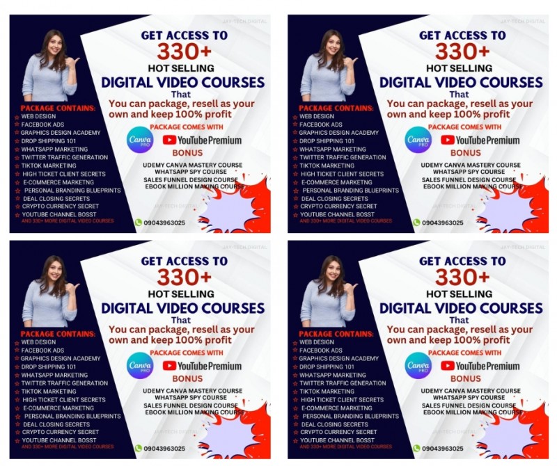 Buy 330+ HOT SELLING DIGITAL VIDEO COURSES by JAY-TECH DIGITALZ on Selar